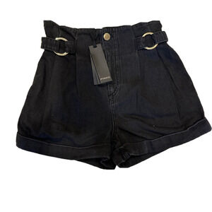 NWT PINKO GRAY HIGHWAISTED SHORTS WITH GOLD DETAILS